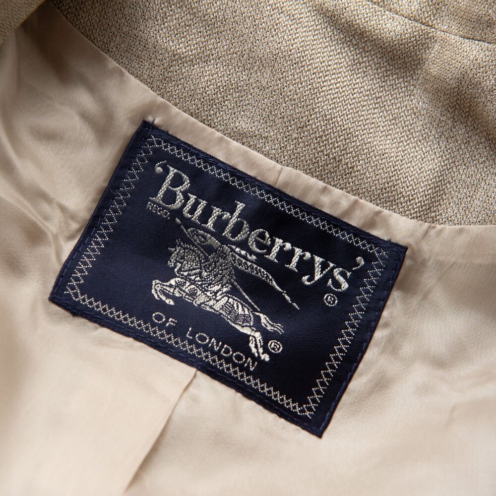 Burberry London Vintage 80s Blazer Linen Blend Gold Metallic Size 12 - Picture 3 of 8